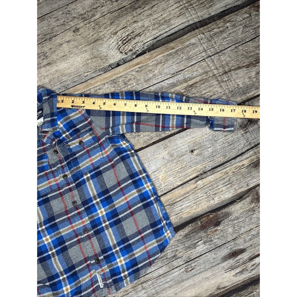 OshKosh B'gosh Kids Boys Plaid Long Sleeve Button Up Blue Flannel Shirt Size 6 - Picture 6 of 7